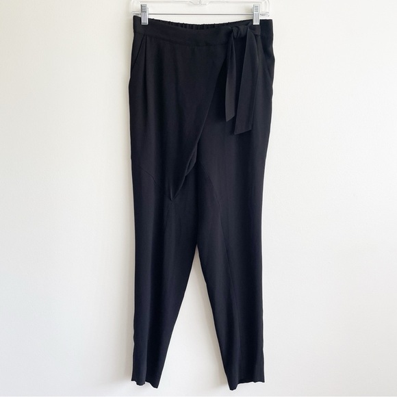 St. John crepe tie wrap bow crepe pants pull on black size 2 office luxury solid - Picture 13 of 13